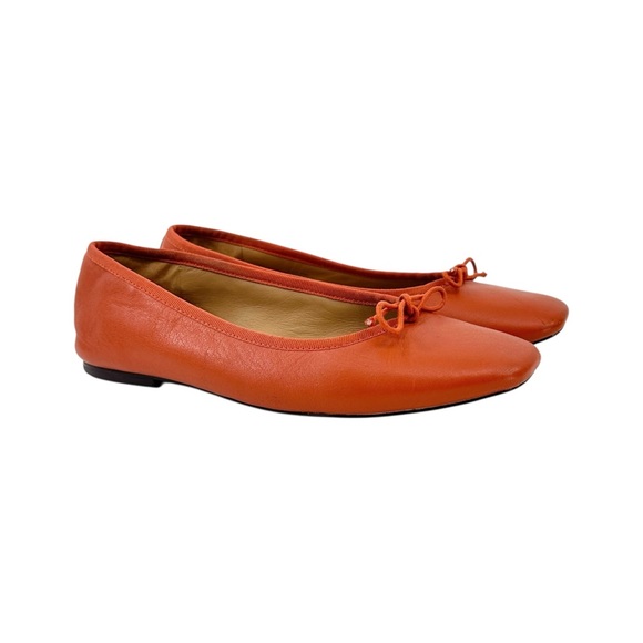 Madewell The Anelise Ballet Flat - Orange Brown Leather Ballet Flats sz 8 - Picture 2 of 11